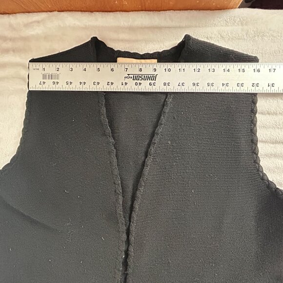 Hedy Knits Of California Womens Black Wool Sleeveless Vest Open Front Pockets - Picture 5 of 7